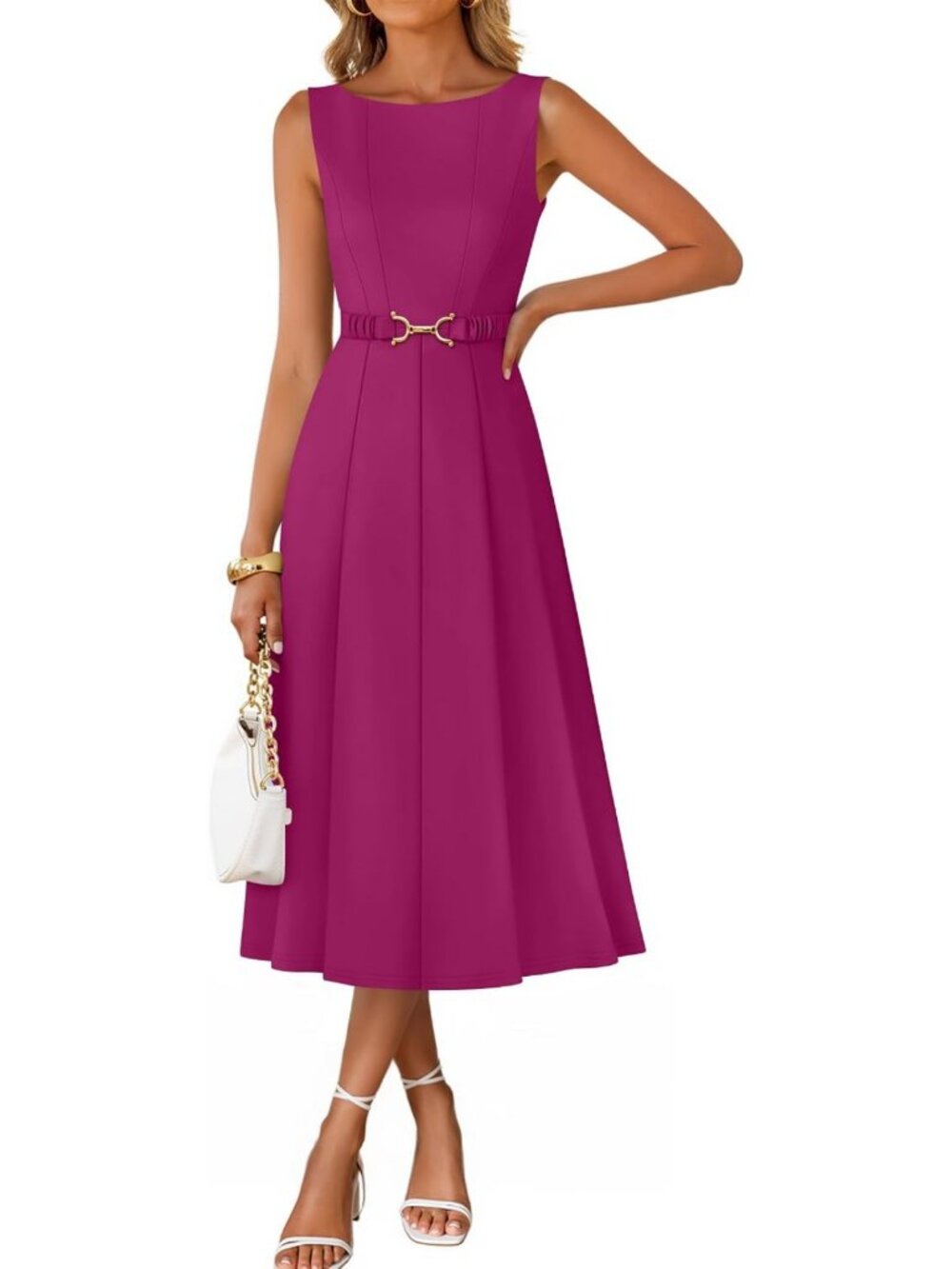 Chic Summer Sleeveless Midi Dress for Women | Elegant Cocktail Party Wear